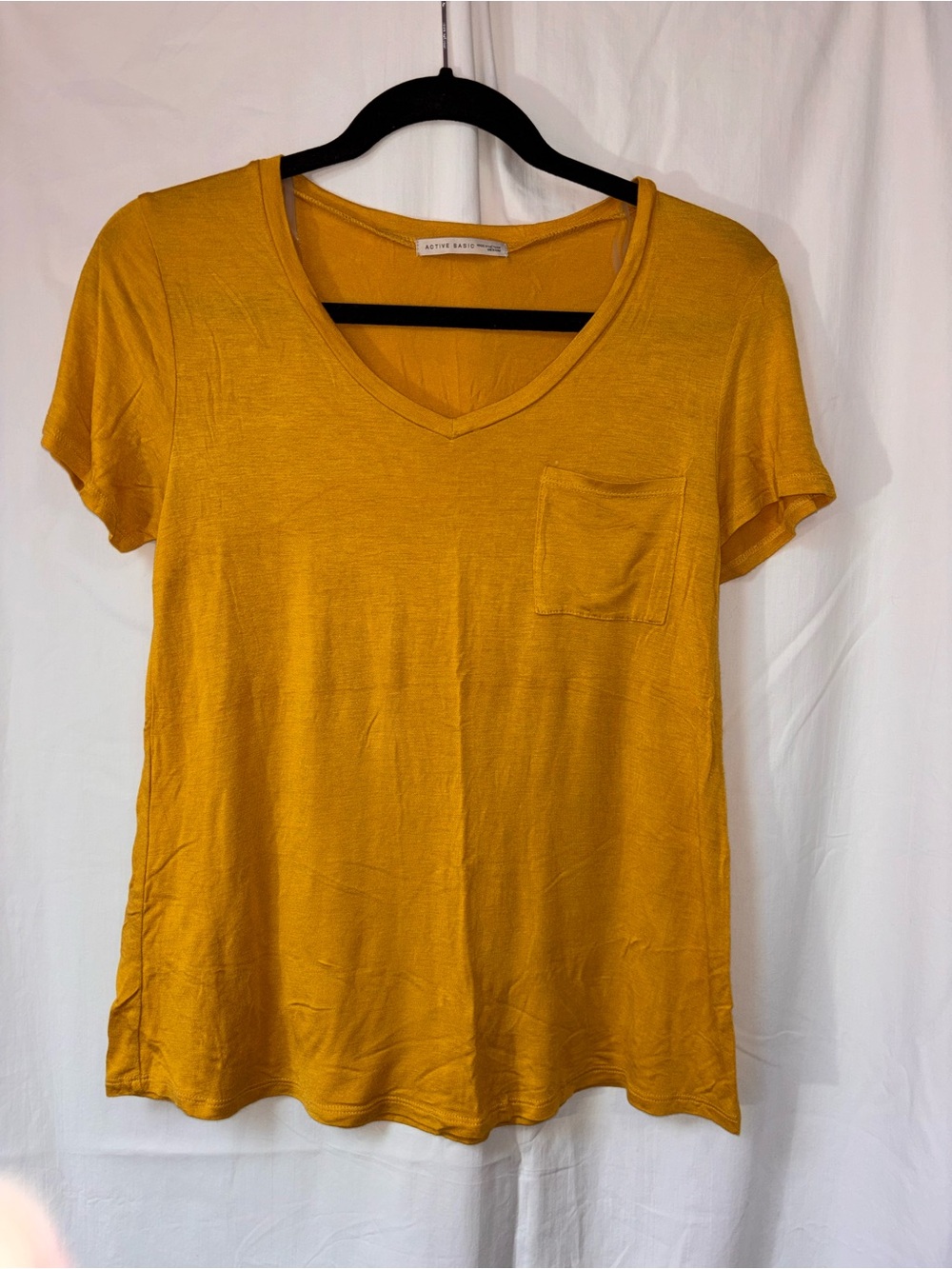 Active Basic V-Neck Pocket Tee - Mustard Yellow